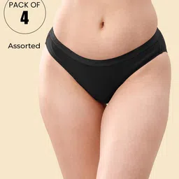 lyra Women's Cotton Pack of 4 Modern Solid Panty image 2