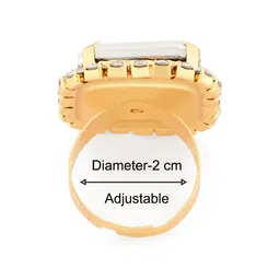 zaveri pearls White Stone & Diamonds Fusion Look Adjustable Finger Ring For Women-ZPFK11417 image 5