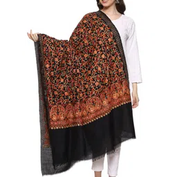 weavers villa Women's Kashmiri Aari Embroided Floral Paisley Cashmilon Stoles, Wraps, Ladies Shawls (SIZE: 40" X 80") image 1