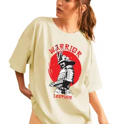 leotude Oversized Cottonblend Half Sleeve Round Neck Longline Drop Shoulder, Colorful Printed T-Shirt Women's Combo T-Shirts (Pack of 3) image 2