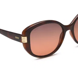 idee sunglasses| 100% UV protected | Gradient | Full Rim | Oval | Women | Large | Shiny Brown Demi-Light Gold Polycarbonate Frame | Brown Gradient TAC Lens image 5