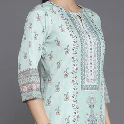 libas Sea Green Printed Poly Crepe Straight Kurta With Trousers & Dupatta image 4
