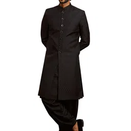 vastramay Men's Silk Blend Sherwani,Kurta And Patiala Set - Silk Blend Jacquard Sherwani,And Patiala Set for Men. image 1