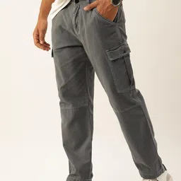 bene kleed Men Solid Relaxed Fit Contrast Threads Cargo Trousers image 2