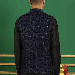 jompers Mens Sequins Velvet Nehru Jacket image 2