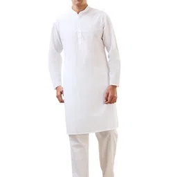 raymond SleepZ Men Comfort Fit Solid Pattern Pure Cotton Mandrin Collar Kurta image 1