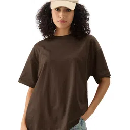 the souled store Solids: Women and Girls Short Sleeve Round Neck Cotton Oversized T-Shirts image 1