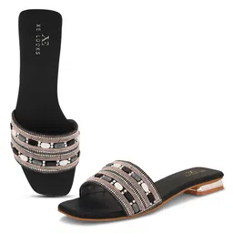 xe looks Elegant & Stylish Beaded Flat Slippers for Women image 1