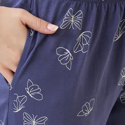 av2 Women's Cotton Printed Round Neck Short Sleeve Night Suit Set | Capri Set | Casual Night Dress for Women-2127 image 5