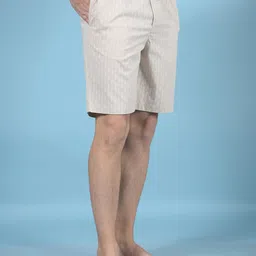 crimsoune club Men's Beige Printed 100% Cotton Lounge Shorts image 5