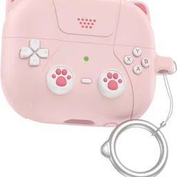 Meyaar Silicone Case for Apple Airpods 4 (2024) Cute Design for AirPods 4 with Active Noise Cancellation (ANC) with Keychain Shockproof Protective Case (Kitty Pink) image 1