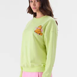 the souled store Cotton Blend Official Garfield: Don'T Care Club Women's Round Neck Oversized Sweatshirts image 4