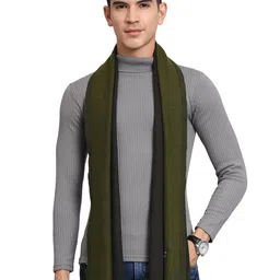 Ravaiyaa - Attitude is everything Boy Wool Muffler Casual Winter Wear Warm Scarf Knitted Pashmina Muffler 72"x14" Inch (Green & Black) image 1