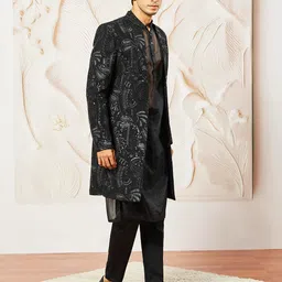 vastramay Men's Organza Indo Western, Kurta, Pant Set, Allover Embroidered Sherwani,Kurta And Pyjama Set For Men's, Traditional Indian Wear for Weddings & Festivals image 4