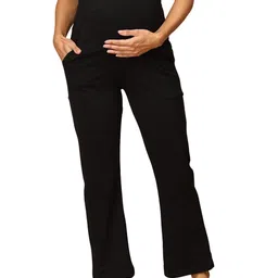 the mom store Maternity Track Pants | for Pregnant Women with Ultimate Comfort | Prenatal Yoga Pants image 1