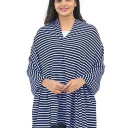 Kowsi Soft Mother's Nursing & Feeding Shawl Feeding Cloak (Navy Stripes) image 3