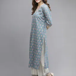 libas Women Printed Cotton Straight Kurta & Palazzo With Dupatta image 2