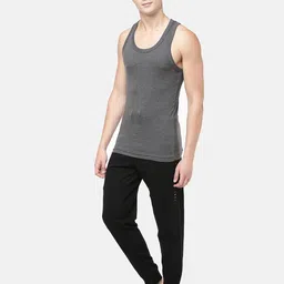 macroman m-series Elexus - Ribbed Strech Classic Vest for Men|100% Cotton|Pack of: 1 Black Melange image 4