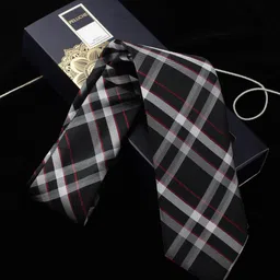 peluche Double Checked Black Colored Microfiber Necktie For Men image 2