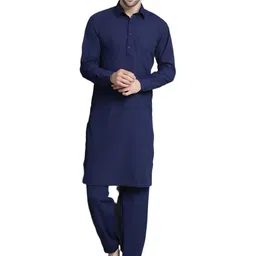 jompers Men's Solid Pathani Kurta with Salwar image 1