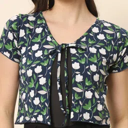 trend arrest Navy Blue Front Knot Shrug image 4