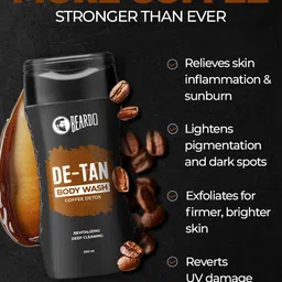 Beardo De-Tan Body Wash for Men, 200ml | Tan Removal and Caffeine Body Wash | Detan With Coffee & Aloe Extracts | For Body & Face | Refreshing Fragrance image 3