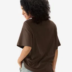 the souled store Solids: Women and Girls Short Sleeve Round Neck Cotton Oversized T-Shirts image 4