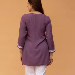 Rayon Chikankari Straight Short Kurta image 2