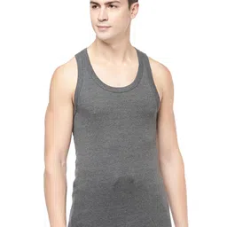 macroman m-series Elexus - Ribbed Strech Classic Vest for Men|100% Cotton|Pack of: 1 Black Melange image 1