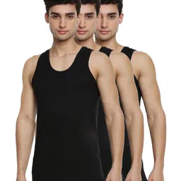 ramraj cotton Ramraj Men's Cotton Pack of 3 Solid Sleeveless Round Neck with Extended Length for Easy Tuck image 1