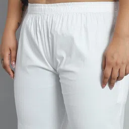 deepra creation Cotton Straight Loose Fit Plus Size Pants Full Elastic Waistband Mid Waist Trousers for Women Combo, Deep Side Pockets Stretchable Ankle Length Pant image 5