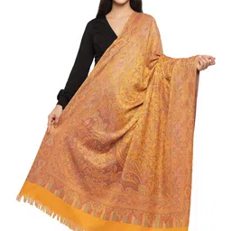 pashtush Women's Jamawar Shawl, Mustard image 1