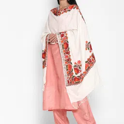 zamour Kashmiri Shawl Stole for Women, Pashmina Feel Woolen Embroidery Chinar Shawls for Winter, 30 x 80 inches Wraps image 4