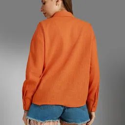 high star Women's Solid Oversized Fit Shirt image 4