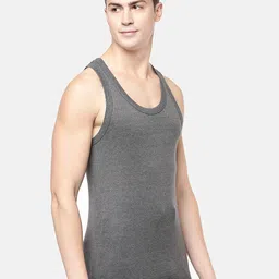 macroman m-series Elexus - Ribbed Strech Classic Vest for Men|100% Cotton|Pack of: 1 Black Melange image 2