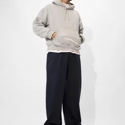 the souled store The Souled StoreSolids: Deep Navy Blue Men and Boys Drawstringed Cotton Blend Super Baggy Fit Korean Joggers image 2