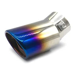Guance Universal Angular Car Auto Exhaust Muffler Tip Stainless Steel Pipe Chrome Trim Modified Bent Burnt Oval Exhaust Tail Car Rear Tail Throat Liner Accessories for All Cars image 4