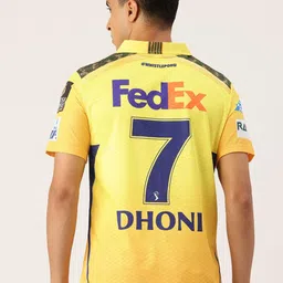 playr Official IPL 2025 Chennai Super Kings Player Replica Match Jersey Half Sleeve with Printed Back (Dhoni 7) image 2