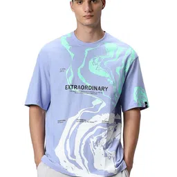 bewakoof BewakoofMen's 100% Cotton Printed Oversized Fit Round Neck T-Shirt image 1