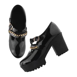 tryme Block Heel Boots Classic Design Alluring Marry Jane Shoes for Womens & Girls image 1