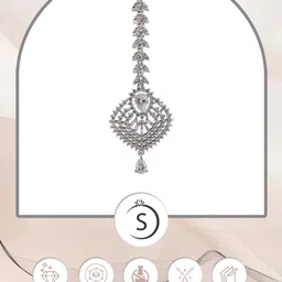 saraf rs jewellery Beautiful Diamond Shaped Traditional Maang Tikka AD Studded for Women and Girls image 2