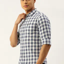 the indian garage co Men's Cotton Slim Fit Checkered Full Sleeves Spread Collar Casual Shirt image 5