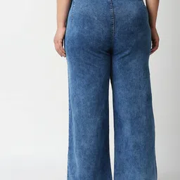 high star clothing HIGH Star Women Blue Wide Leg Plus Size Stretchable Jeans image 3