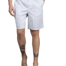 crimsoune club Men's White Floral Print 100% Cotton Lounge Shorts image 1