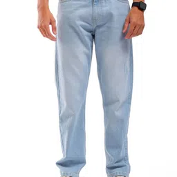 the indian garage co Men's Straight Fit Mid Rise Jeans image 1