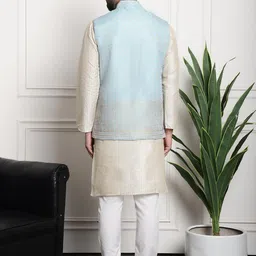 sojanya (Since 1958 Men's Silk Blend Kurta and Pyjama with Nehru Jacket image 4