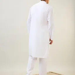 raymond SleepZ Men Comfort Fit Solid Pattern Pure Cotton Mandrin Collar Kurta image 4