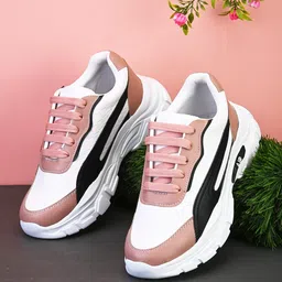 xe looks Women's Soft,Comfortable Lace up Sneakers, Durable & Trendy Shoes | Walking & All Day Casual Wear image 2