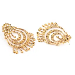 zaveri pearls Gold Tone Metal Base Metal Layered Traditional Chandbali Earring For Women-ZPFK9287 image 5