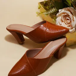 tryme Chunky Heel Bellies Women's Fashion Pointed Pump Shoes for Party and Formal Occasions image 5